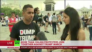 Over 100,000 people protest Donald Trump's UK visit in London