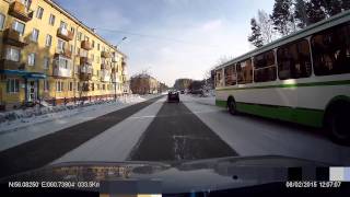 Беспредельщик на автобусе - Снежинск 8 февраля 2015