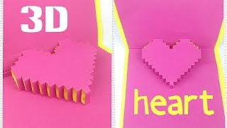 Diy 3d heart pop up card tutorial easy. Greeting gift card love design ideas for boyfriend