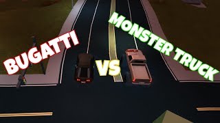 ROBLOX JAILBREAK MAX BUGATTI VS MONSTER TRUCK! [VEHICLE SPEED TEST]