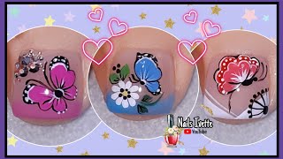3 diseño de uñas mariposa paso a paso PIE, dibujar 3 mariposas en tus uñas, easy butterfly nail art