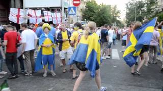 Swedish & English fans. Road to the stadium. Kiev