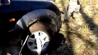 Рекстон достает из грязи уаз