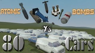 80 Vehicles Vs 9 Special Atomic Bombs || Gmod Nuclear Warfare Mod || Best Nuclear Bombs ||