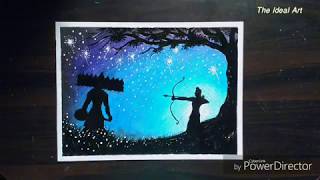 Dussehra Drawing easy with oil pastel -step by step drawing for beginners /Navratri drawing  easy