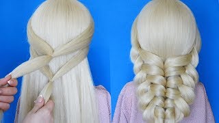 Косы без плетения || Красивые Прически пошагово || Прическа на последний звонок и выпускной 2019