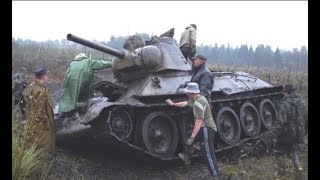 Раскопки огнеметного танка Великой Отечественной войны - ОТ-34/76