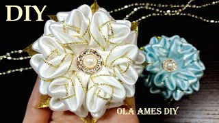 Ribbon Flowers| Цветы-снежинки из лент Канзаши новинки| Easy Flower Making| Ribbon Tricks| Ola ameS