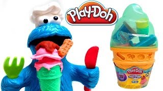 Cookie Monster Play Doh Sweet Shoppe Hasbro Toys - Cookie Monster eats Playdough Ice Creams