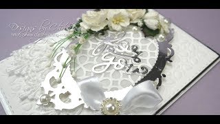 Nesting Ovals Silver & White Floral Card