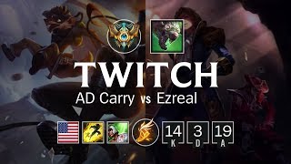 Twitch AD Carry vs Ezreal - NA Challenger Patch 8.9
