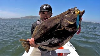 Catch and Cook on a Boat, ALONE!!!! California Halibut!