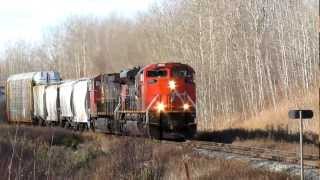 Long and Fast CN Mixed Train @ MP 28 Edson Sub. 24OCT11 CN SD70M-2 8835 Leading