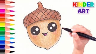 Как нарисовать желудь детям поэтапно | How to draw an acorn for kids