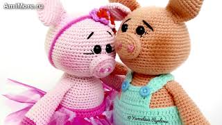 Амигуруми: схема Сладкой парочки свинок. Игрушки вязаные крючком - Free crochet patterns.