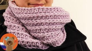 Красивый ажурный шарф крючком | Простой снуд крючком для начинающих | Учимся вязать крючком