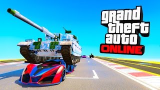 ХРОМИРОВАННЫЙ ТАНК ВОРВАЛСЯ НА ГОНКИ В GTA ONLINE!