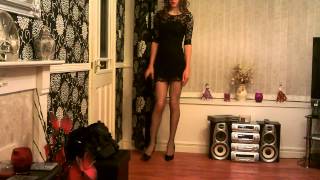 Crossdresser in Black Lace Dress and Black Heels 25/09/2014