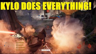 Star Wars Battlefront 2 - Kylo Ren does EVERYTHING for his team! | Kylo Ren Carry streak!