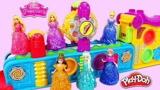 Disney Princesses Use Magic Play Doh Mega Fun Factory to Make Surprise Toys!