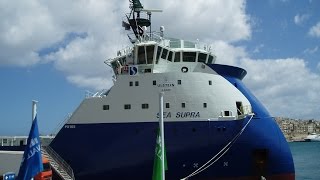 ⚓ shipspotting Valletta/Malta: Offshore Supply Ship SEA SUPRA IMO9656668 - with X-Bow!