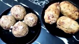 Sweet Balls and Cutlets with leftover loaf(basi roti k kabab or laddu)