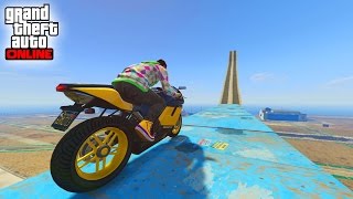 GTA V ONLINE - SALTOS SUPER RAROS!! - CARRERA GTA V ONLINE