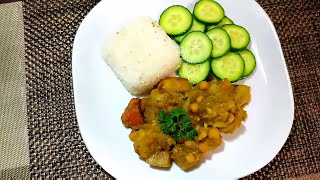 Vegan Foods: Curried Potatoes with Chick Peas and Chayote Squash