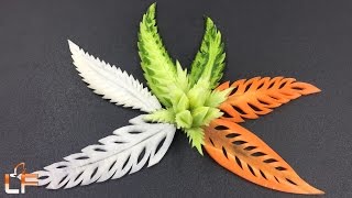 Top Six Of White Radish Carrot & Cucumber Leaf Carving Garnish