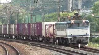 EF81-453号機牽引　貨物列車　島本通過