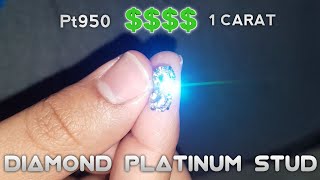 1 CARAT DIAMOND Pt950 PLATINUM EAR STUD | RELAXATION JEWELLERY THERAPY | Vertical Video