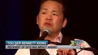 HMONG COMEDIAN, TOU GER BENNETT XIONG, GIVES AN EMOTIONAL SPEECH AT HND CONFERENCE 2015.