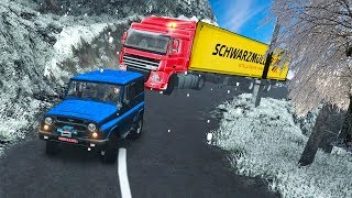 УАЗ ВЫТЯГИВАЕТ ФУРУ В ЛЕДЯНУЮ ГОРКУ - СПАСАТЕЛЬНАЯ ОПЕРАЦИЯ в SPINTIRES