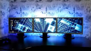 Анимация рабочего стола на трех мониторах+ подсветка. Desktop animation on three monitors+ backlight
