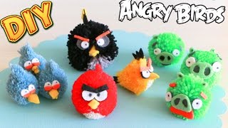Как сделать ЭНГРИ БЕРДЗ из помпонов / DIY: Angry Birds Pom-pom / NataliDoma