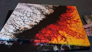 Картины на строительном колере в технике Акриловая Заливка. Acrylic Fluid Pouring.