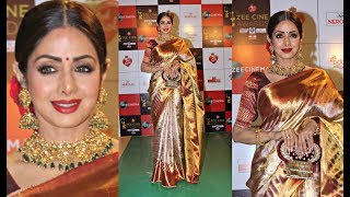 Sridevi Hot In Kanjeevaram Saree At Zee Cine Awards 2018
