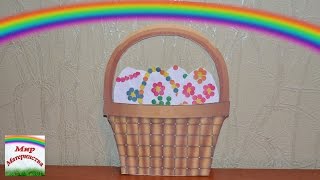 Поделка к Пасхе. Пасхальная корзинка из бумаги и пасхальные яйца своими руками