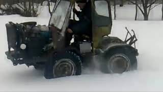 Самодельный трактор-переломка без руля