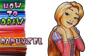 How to Draw Rapunzel - learn to draw - drawing lessons - Art Coloring for Kids - coloring pages