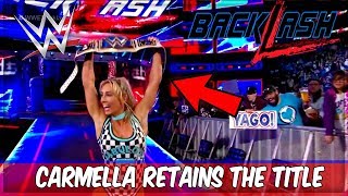 WWE BACKLASH CARMELLA VS CHARLOTTE FLAIR | CARMELLA RETAINS TITLE (WWE BACKLASH 2018 RESULTS)