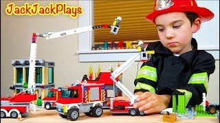 BEST Firefighter Costume Pretend Play with Lego City Fire Trucks