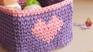 Квадратная корзинка крючком из пряжи Silena. #KVK