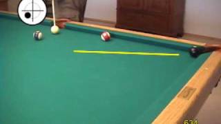 Masse shot ball curve technique and aiming system for pool and billiards, from VEPS V (NV B.88)