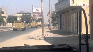 قوات الجيش تتحرك من مدينة الشيخ زويد بالمعدات الثقيله فى اتجاهها لعتصام الاهالى بميدان الماسورة