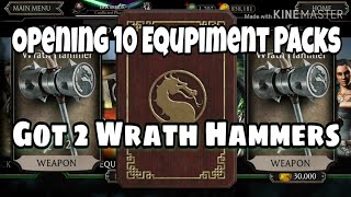 Mortal Kombat mobile. Equpiment pack opening. Opening 10 equpiment packs. Wrath Hammer