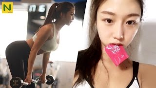 強くて可愛い女性トレーニーのワークアウト(筋トレ) | Park Umji beautiful Asian fitness model