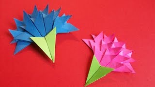 Цветы Из Бумаги Своими Руками. СУПЕР Простая ГВОЗДИКА на Открытку. Гвоздики Оригами