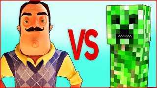 MINECRAFT VS HELLO NEIGHBOR | СУПЕР РЭП БИТВА | Майнкрафт Крипер ПРОТИВ Привет Сосед Игра