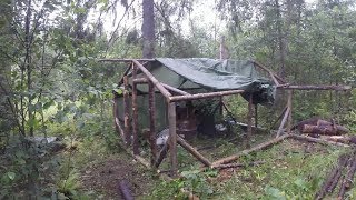 Строим балаган укрытие , ночь в лесу 2019, открытие осенней охоты на уток